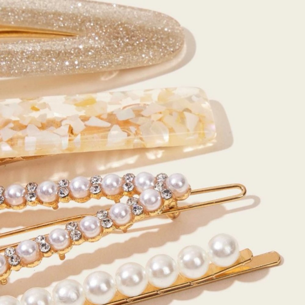 3 for $35 / 4-Piece Rhinestone Imitation Pearl Hai - Picture 3 of 4
